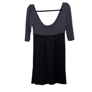 Scoop Neck + Back Mini Dress in Gray Black Medium Vintage